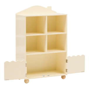 Bibliothèque Enfant Bouli 2 portes 4 Cases Beige 60x30x94,5 cm