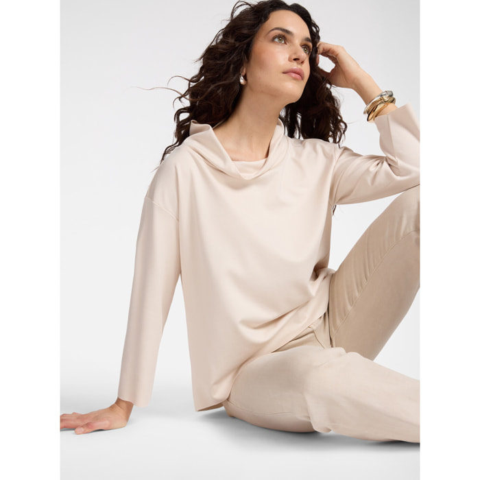 Elena Mirò - Camiseta con cuello suave - Beige
