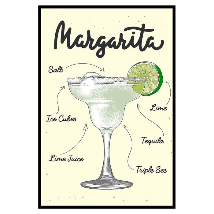 Affiche encadrée cocktail Margarita Affiche + cadre en métal - Noir
