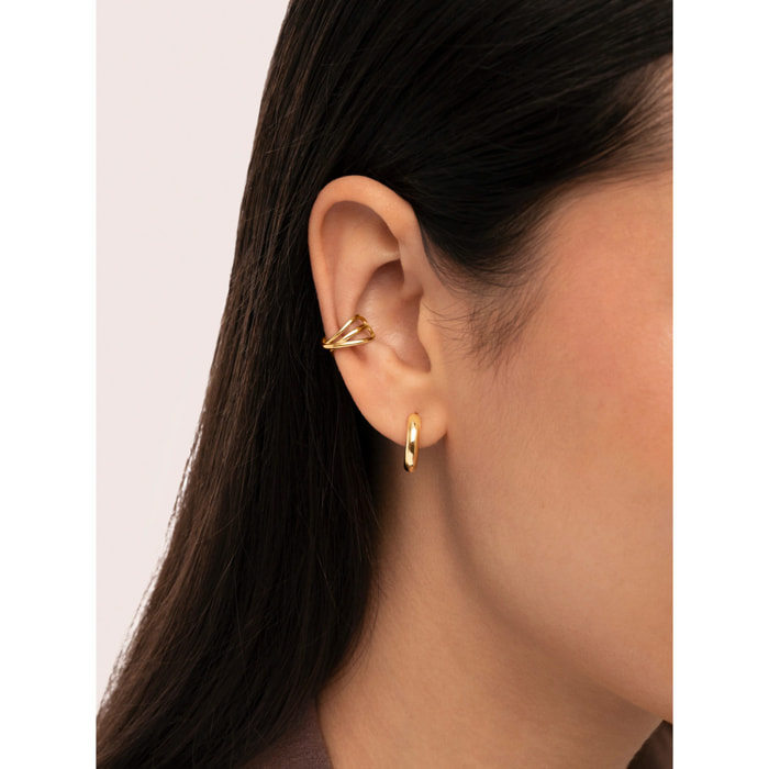 Pendiente Suelto Ear Cuff Triple Cross Baño Oro