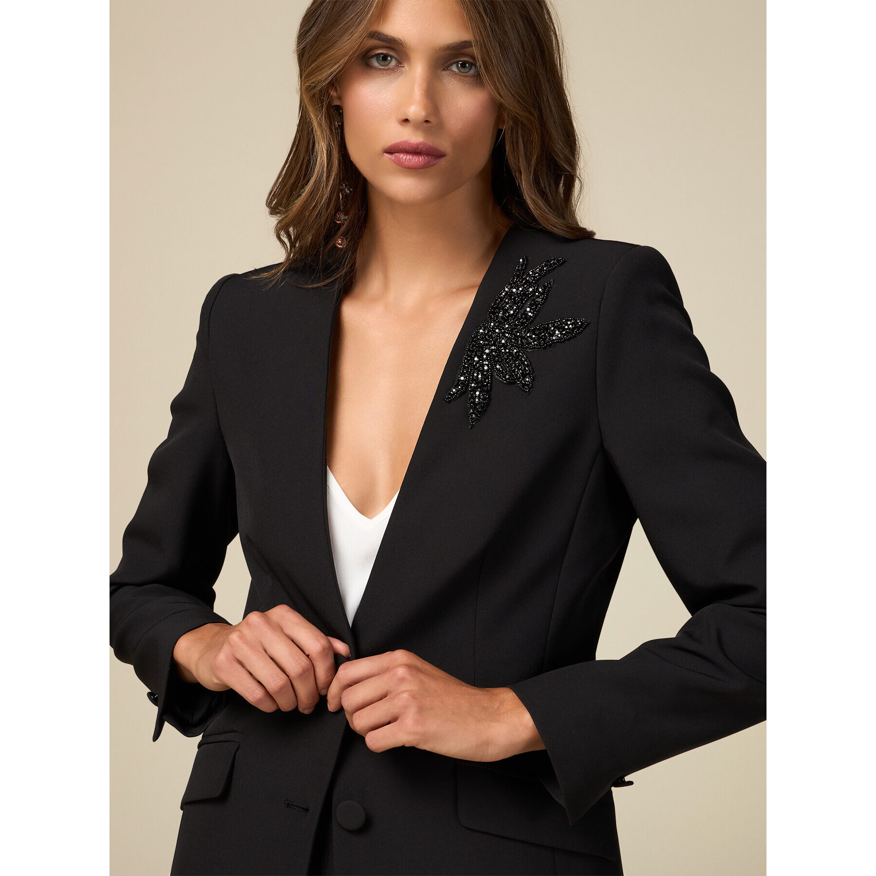 Oltre - Blazer with jewel patch - Negro