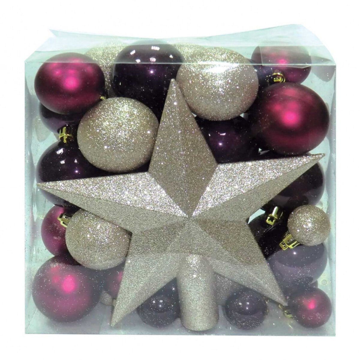 Coffret de 50 boules or et cassis