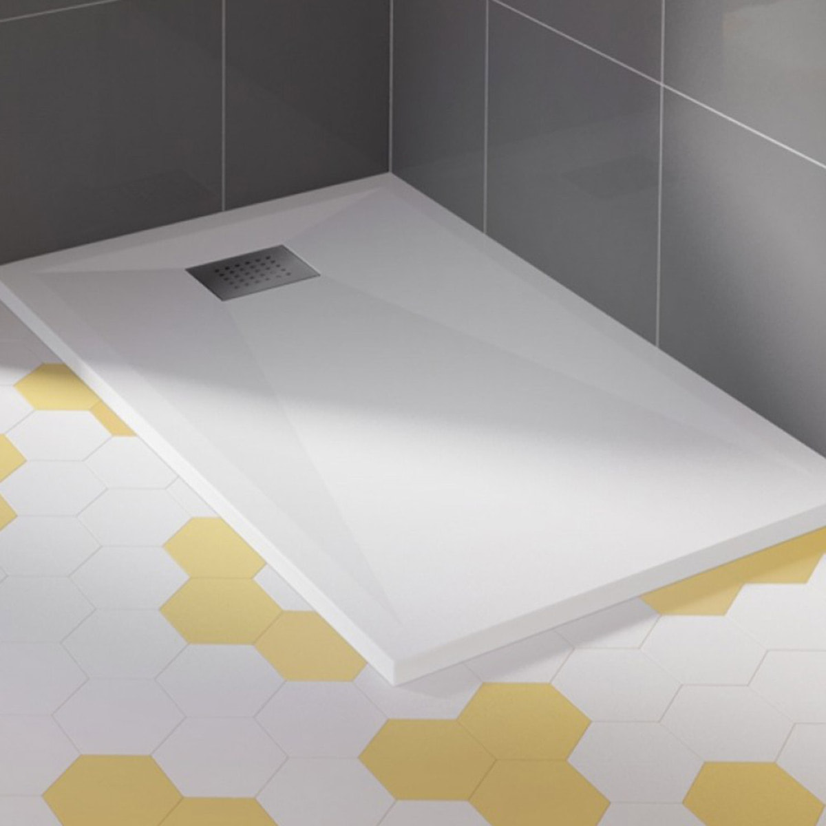 Receveur de douche antidérapant KINEDO Kinesurf biotec rectangle Blanc 120 x 100 x 4