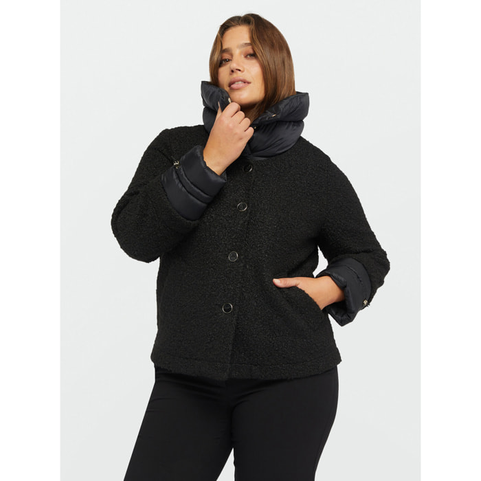 Fiorella Rubino - Chaqueta de nailon y tejido bouclé - Negro