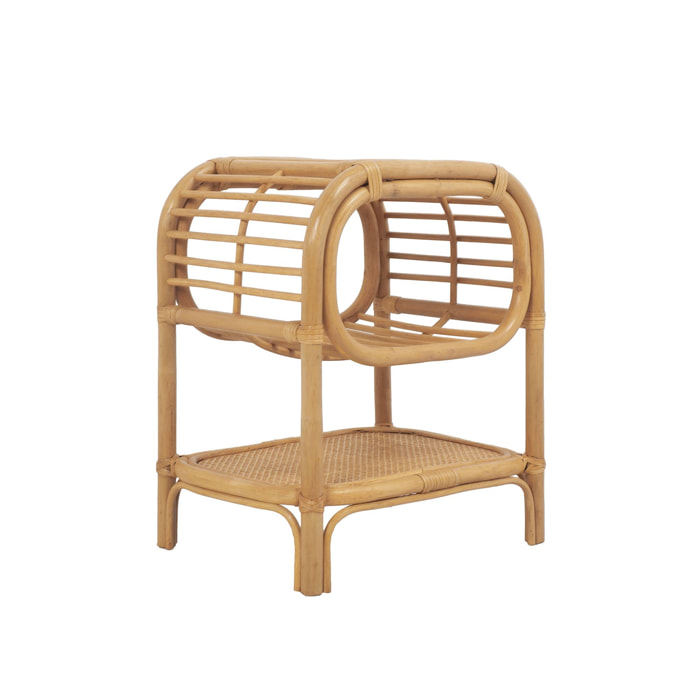 Table de chevet rotin naturel courbé 1 étagère 1 niche L 40 x P 30 x H 50cm - Serang