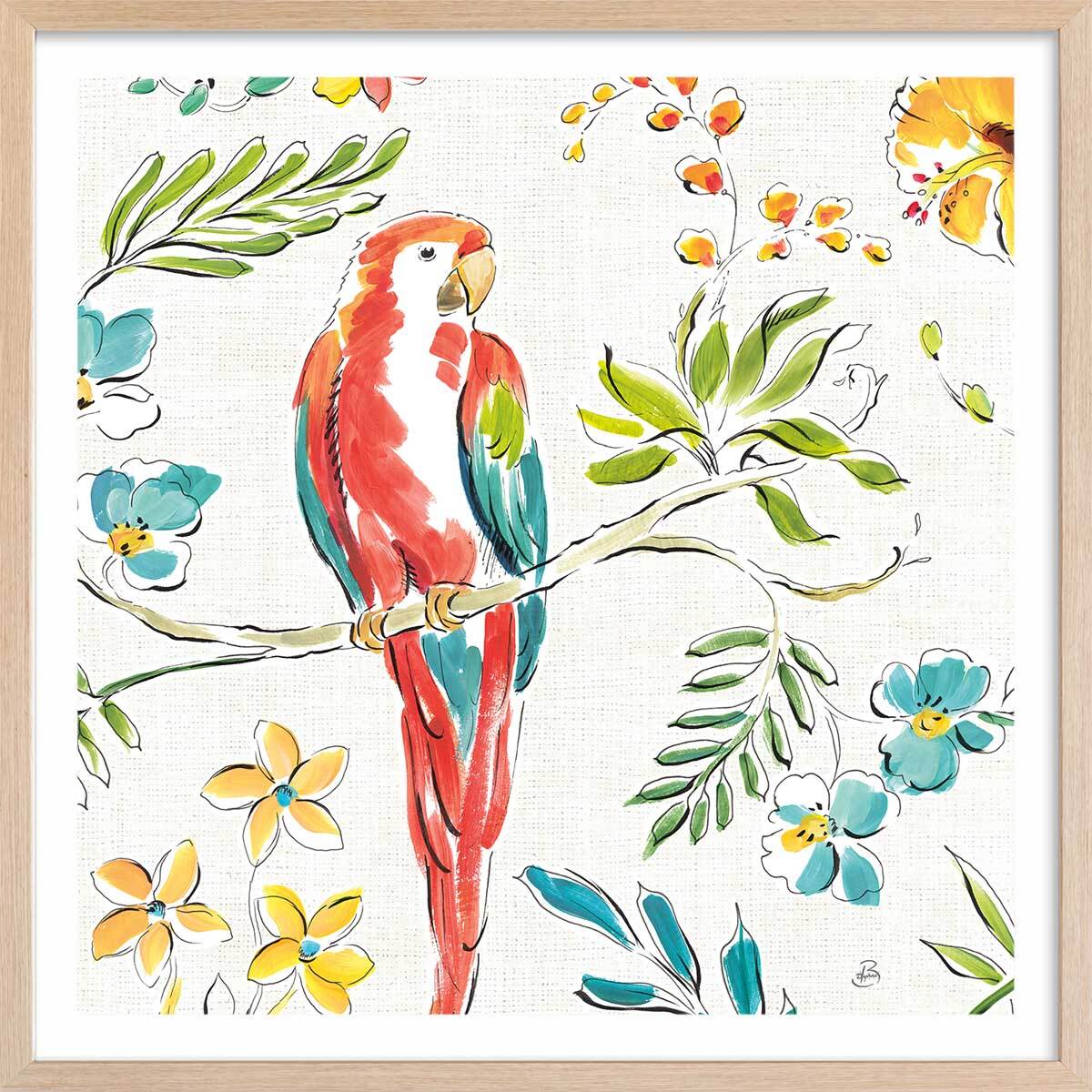 Affiche Hibiscus, orchidée et cie Affiche + cadre en bois - Chêne