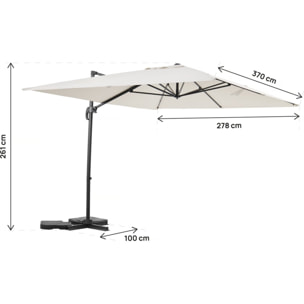 Parasol jardin déporté en aluminium "Sky 4" - 3 x 4 m - Ecru - Dalles à lester incluses