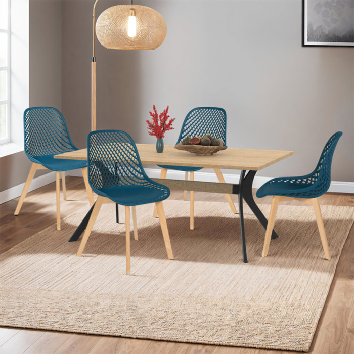 Chaises Maëlle assise ajourée et pieds bois