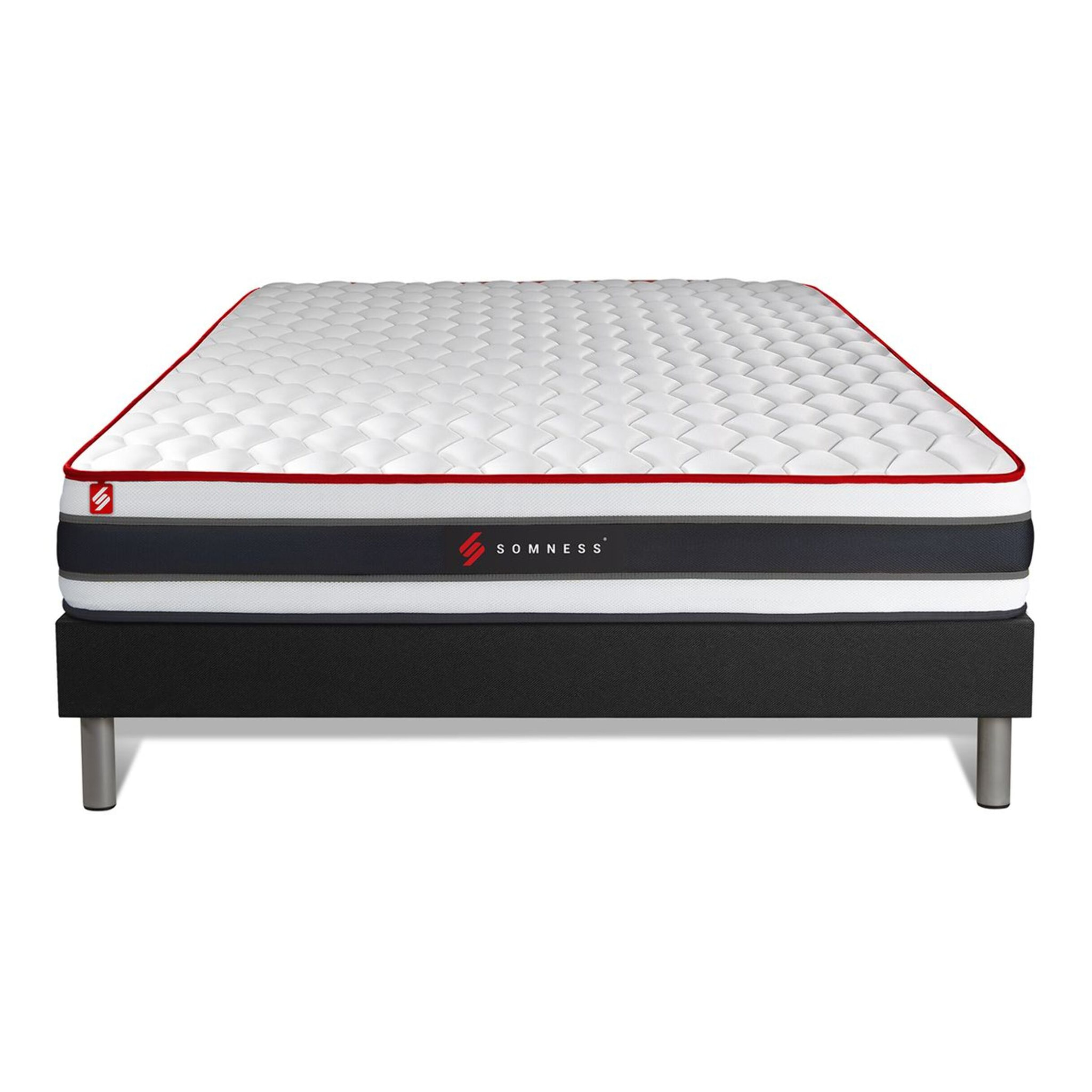 Ensemble Matelas Sommier 200x200 cm - Sommier Noir (en kit) - Energy