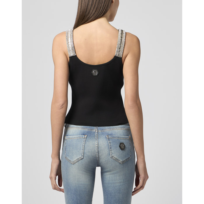 PHILIPP PLEIN Rib Tank Top Strass Hexagon