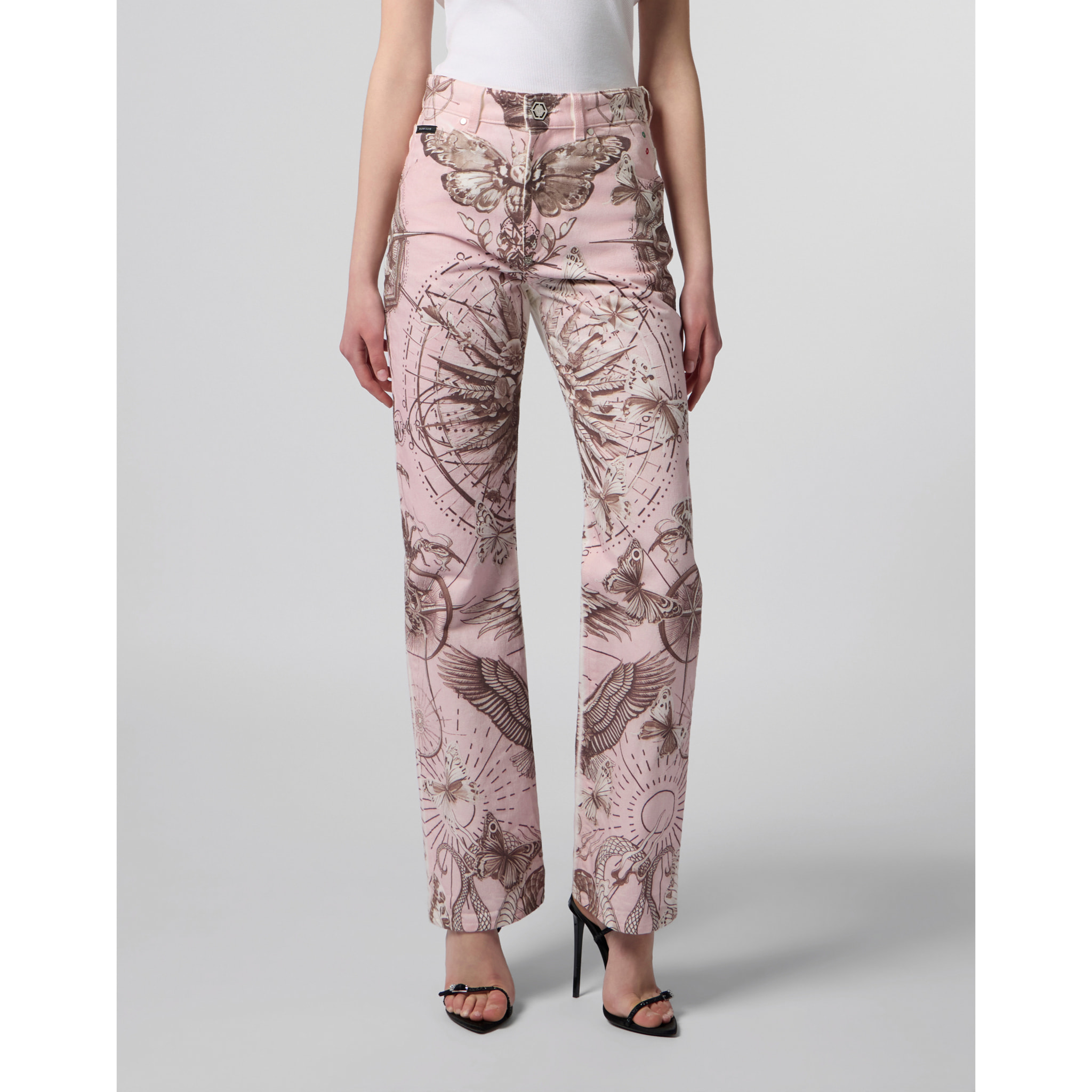 PHILIPP PLEIN Straight Cut Jeans Butterfly Tattoo