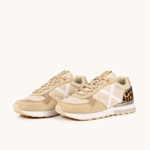 Zapatilla Sport Chic en Beige con Detalle Leopardo MUNICH SUNSET 65