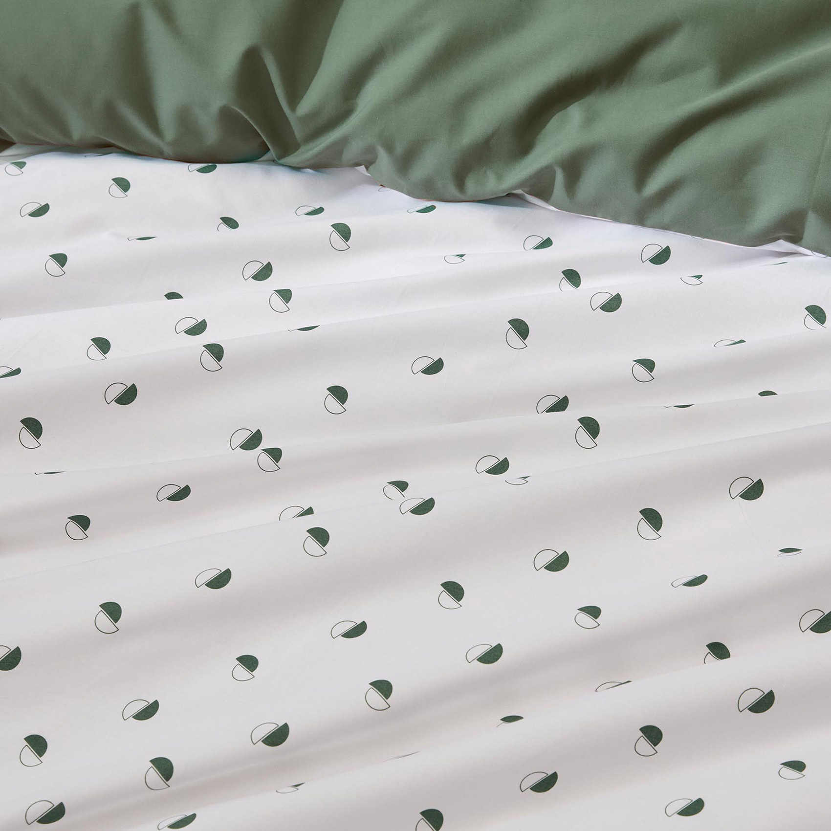 Housse de couette en percale au style géométrique - Vert Olive