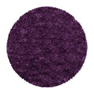 FLUFFY - Tapis rond shaggy uni à poils longs Lila