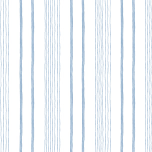 Papier peint enfant rayures aquarelle bleu blanc