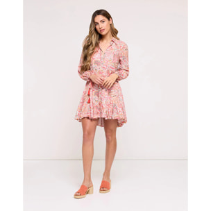 Vestido Corto Estampado Rosa - Winona