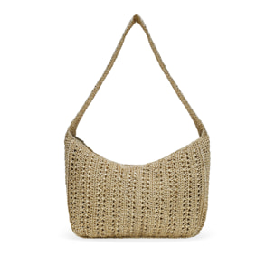 Bolso de hombro dorado en rafia
