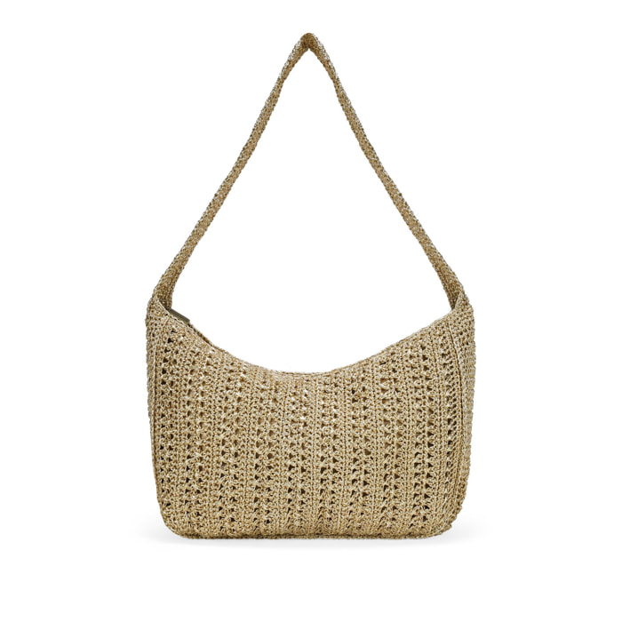 Bolso de hombro dorado en rafia