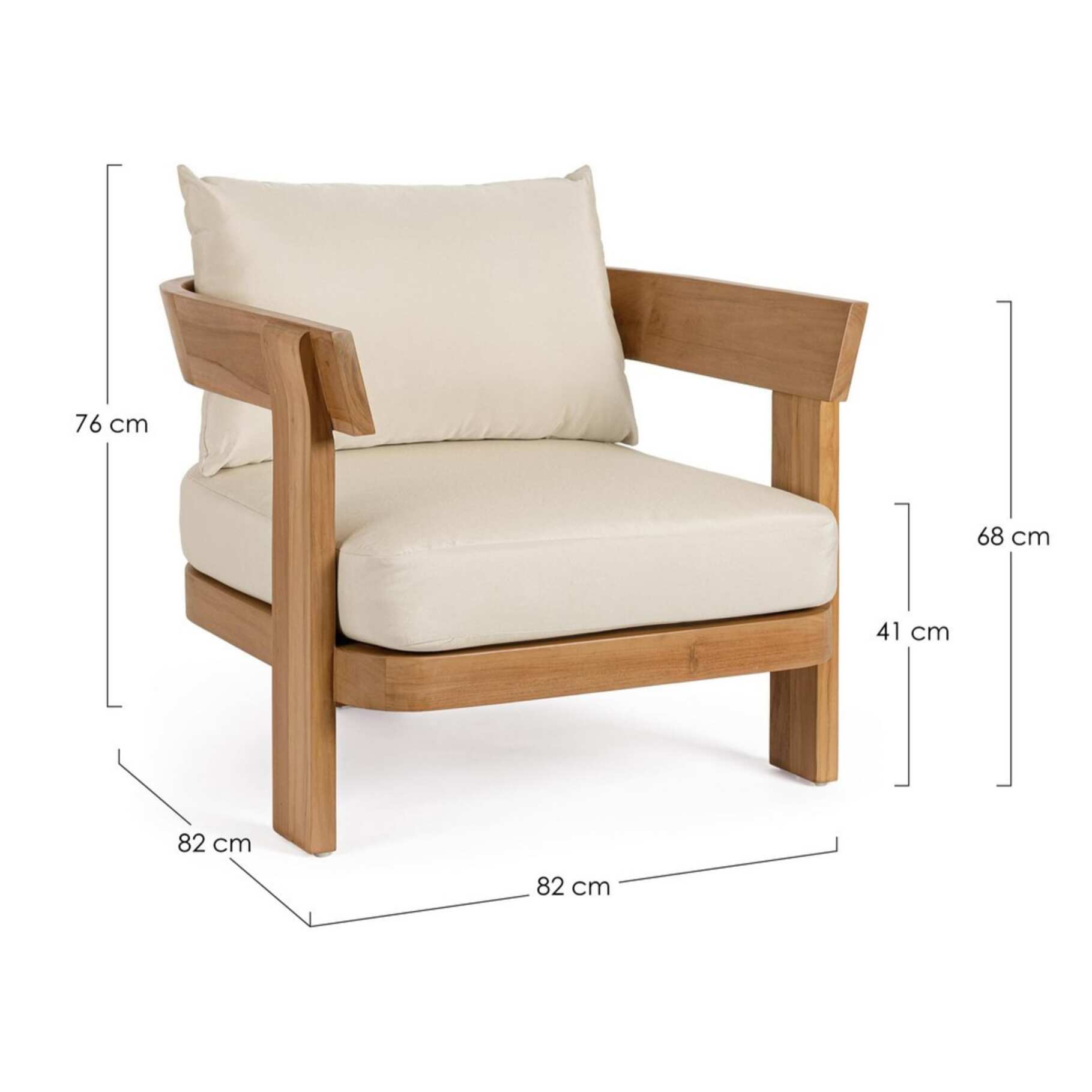 Poltrona in teak NOJA e tessuto beige