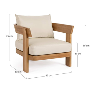 Poltrona in teak NOJA e tessuto beige