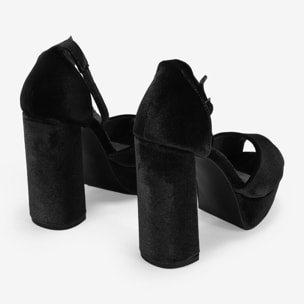 Sandalias de tacón negras de terciopelo