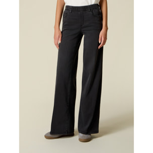 Oltre - Jeans palazzo con cintura elástica - Negro