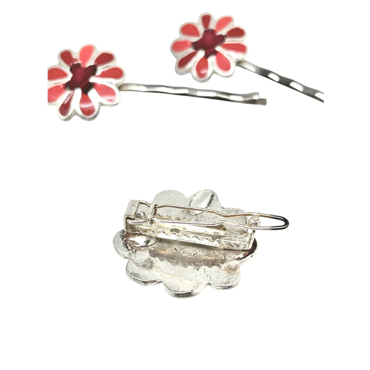 Pack 6 horquillas +pasador plata 10µ lacado colores