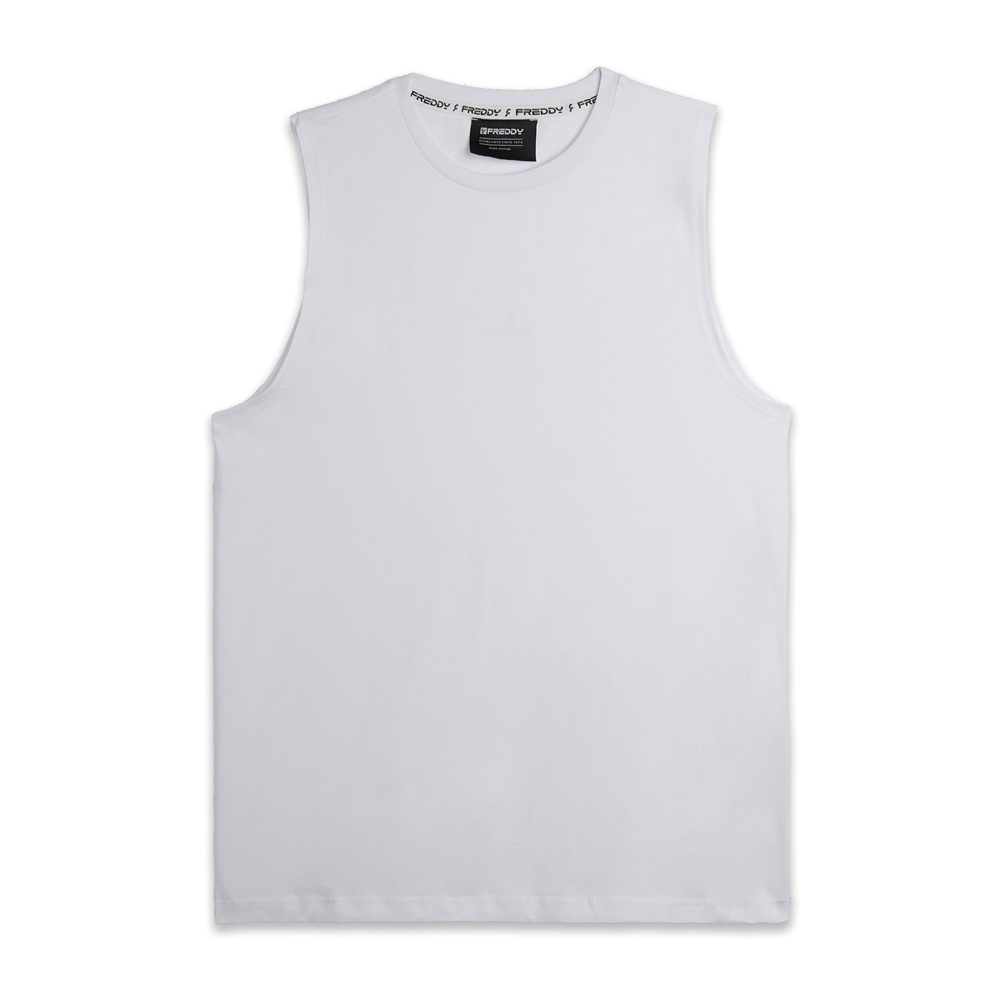 T-shirt smanicata girocollo