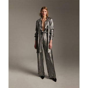 Camicia laminata con colletto a cravatta