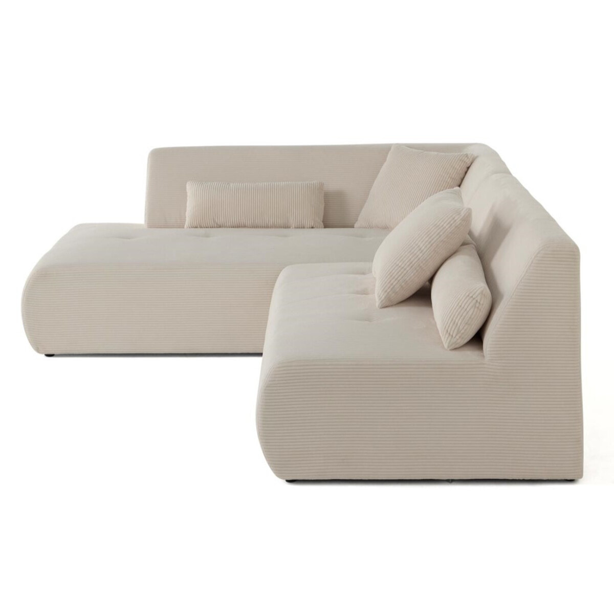 Onyx - canapé modulable d'angle gauche - 5 places - en velours côtelé - Beige