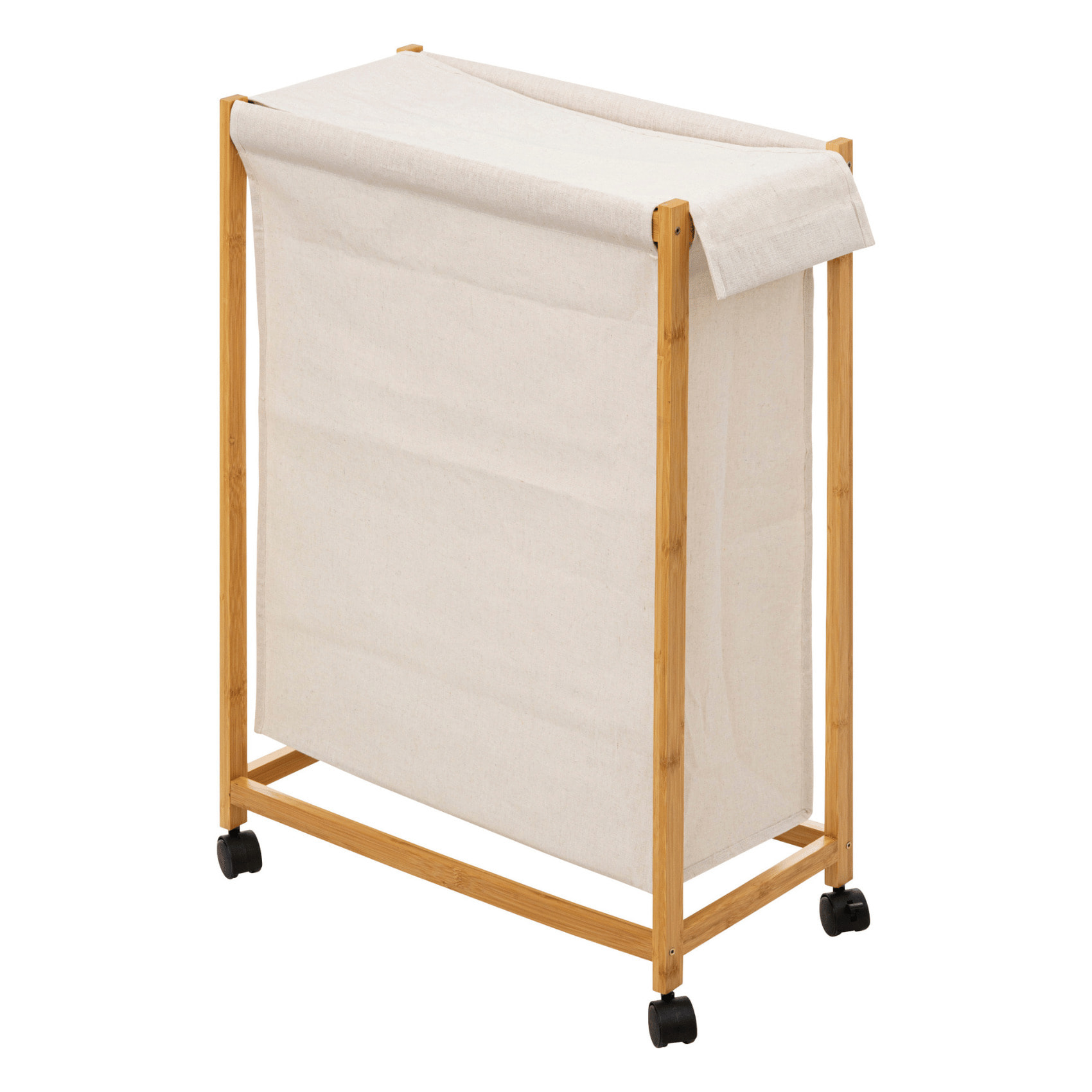 Panier à linge sur roulettes - Beige