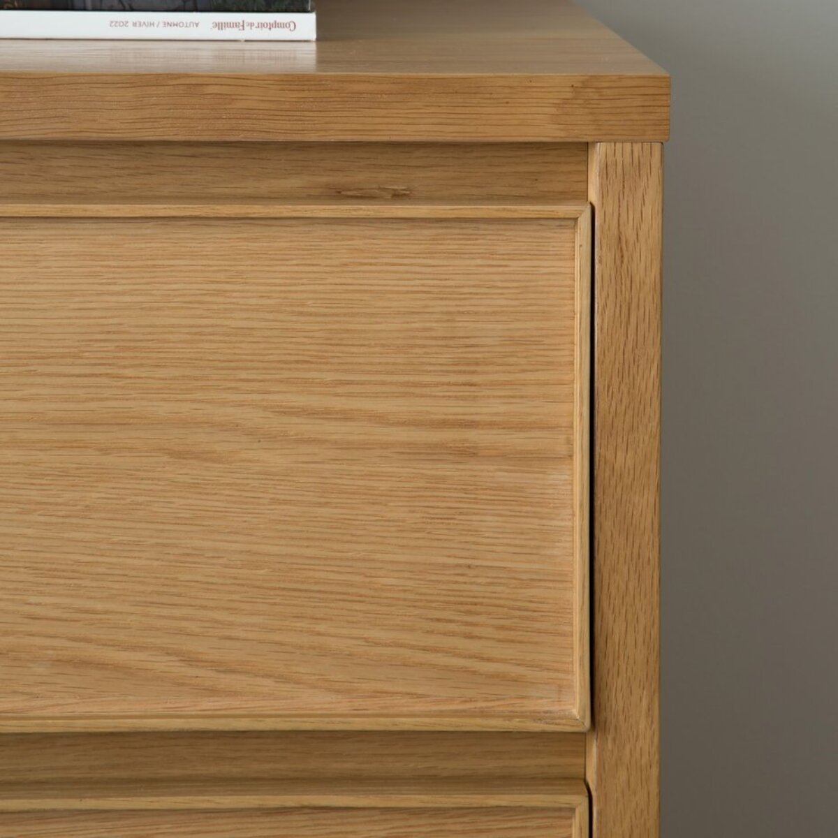 Commode Nairobi -panneau en tôle naturelle et panneau stratifié technique-couleur chêne naturel 80 x 80 x 45 cm