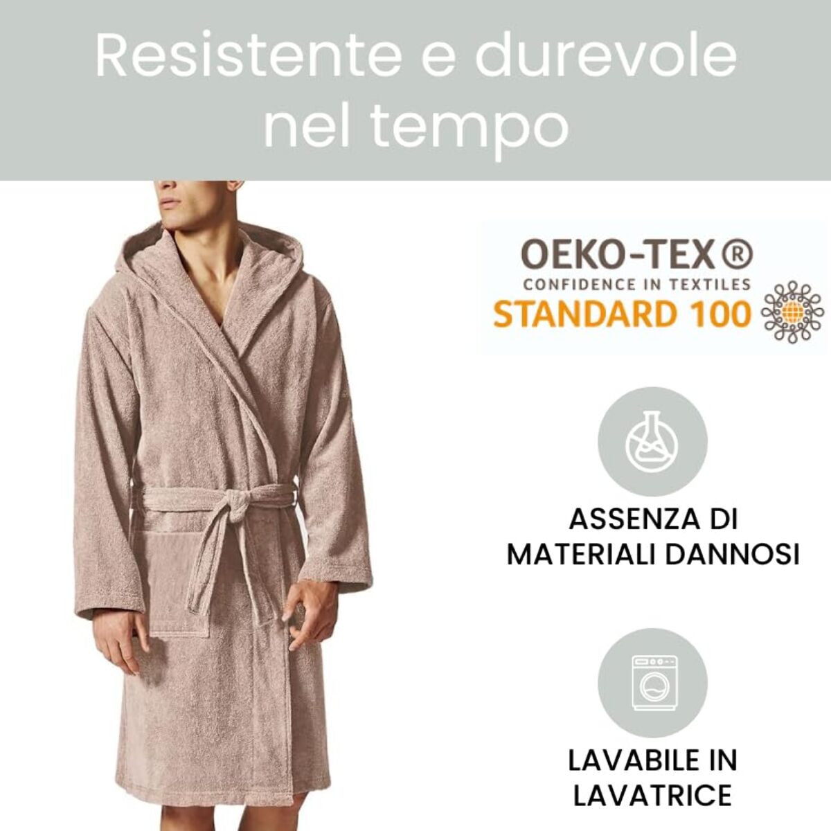 INTRECCI Accappatoio Bichicco in Spugna Tinta Unita Unisex Adulto in Cotone, Accappatoio in Cotone Asciugatura rapida con Tasche e Cappuccio