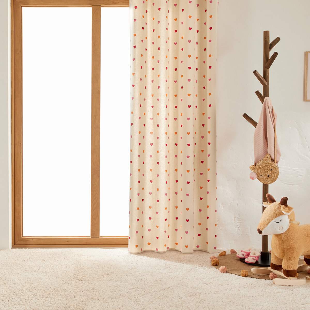 Rideau enfant imprimé Romy beige 140x260cm