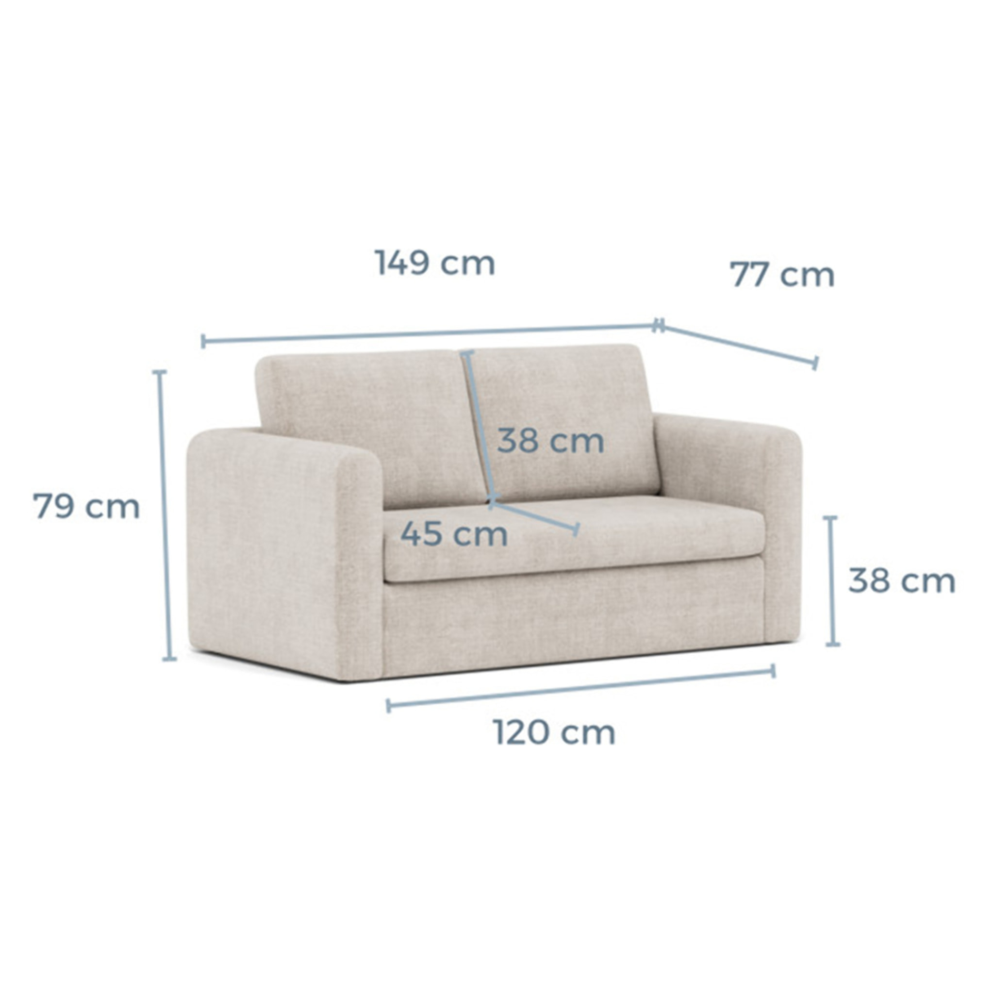Marilia - Canapé 2 places convertible déplimousse en velours texturé - Beige