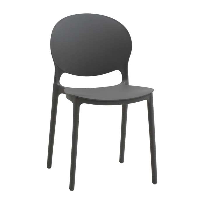 set 2 sedie impilabili in polipropilene grigio