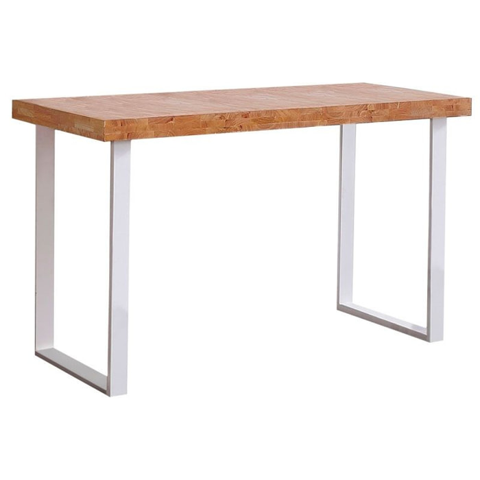Mesa de escritorio con patas metálicas en blanco y roble salvaje 120x60 cm Natural Roble salvaje - Blanco