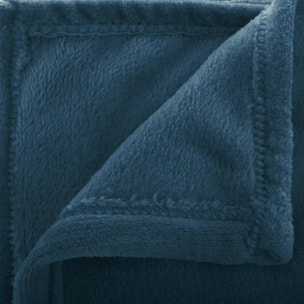 Plaid "Ollis" en flanelle bleu égéen 130x180cm