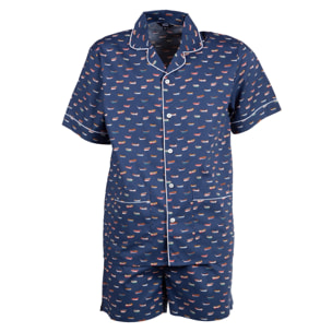 PIGIAMA GRINO corto cotone barchette blu