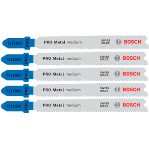 Lame de scie sauteuse PRO Metal medium T121AFC 92 mm pas 1,2 mm - Lot de 5 - BOSCH - 2608655106