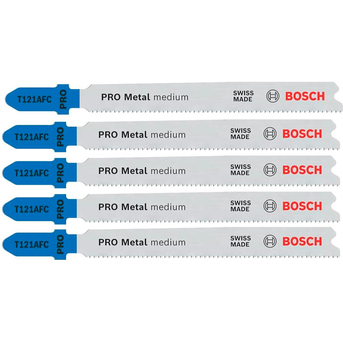 Lame de scie sauteuse PRO Metal medium T121AFC 92 mm pas 1,2 mm - Lot de 5 - BOSCH - 2608655106