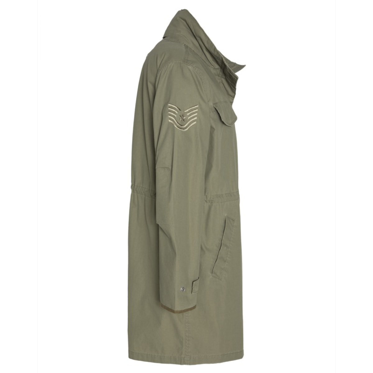 JKTM-1950W HOODED ARMY PARKA IN WASHED COTTON/NYLON WITH  CHEST & SLEEVE EMBROIDERIES 72% COTTON 28% NYLON Cachi