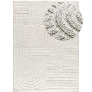 JUNO Alfombra geométrica con relieve blanco, varias medidas disponibles.