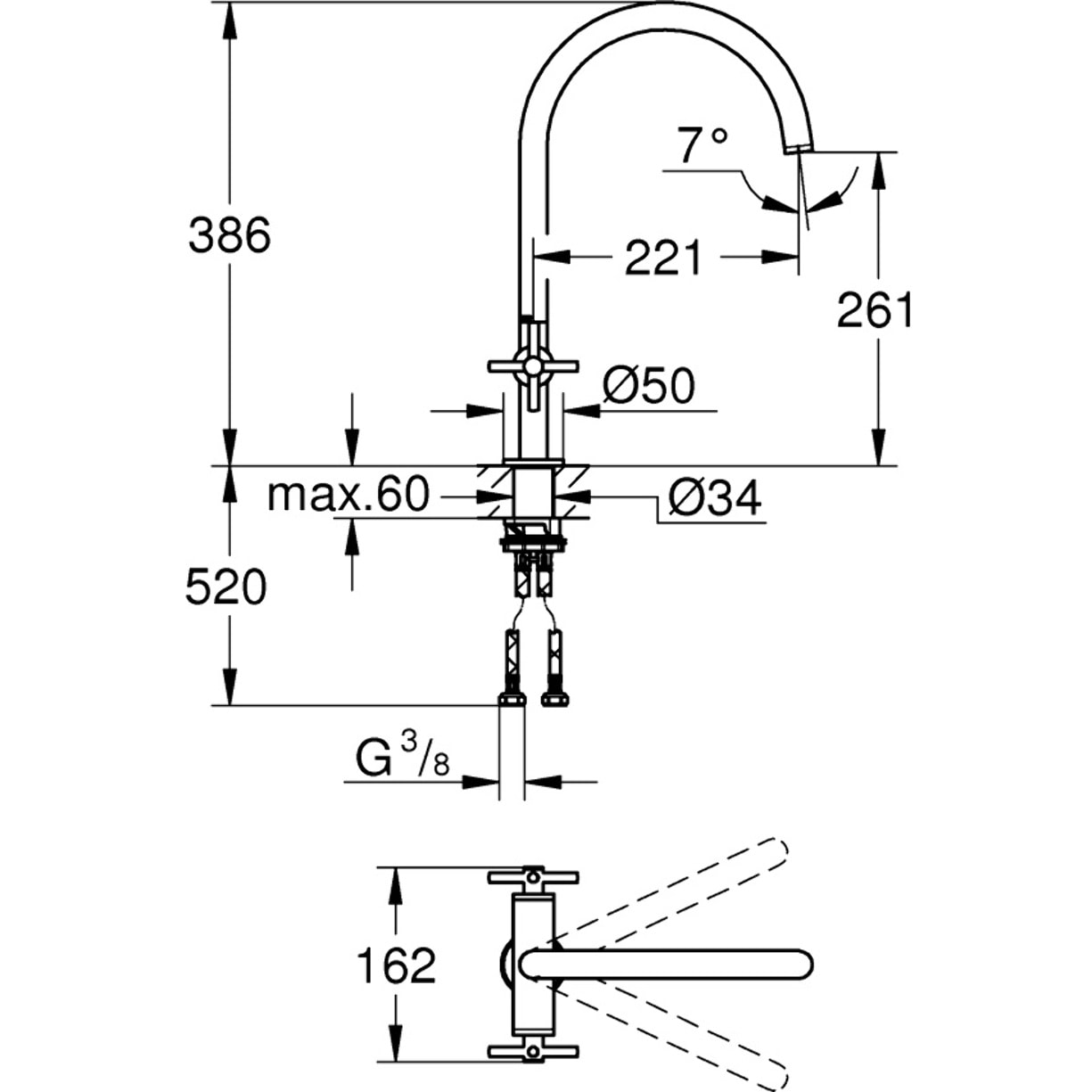 GROHE Mitigeur évier cuisine 2 poignées Atrio 30362000