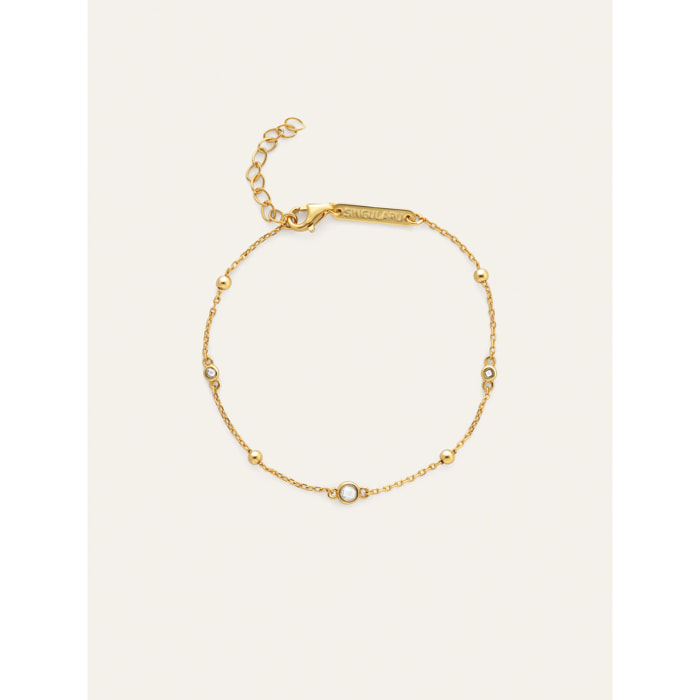 Pulsera Birthstone Plata Baño Oro