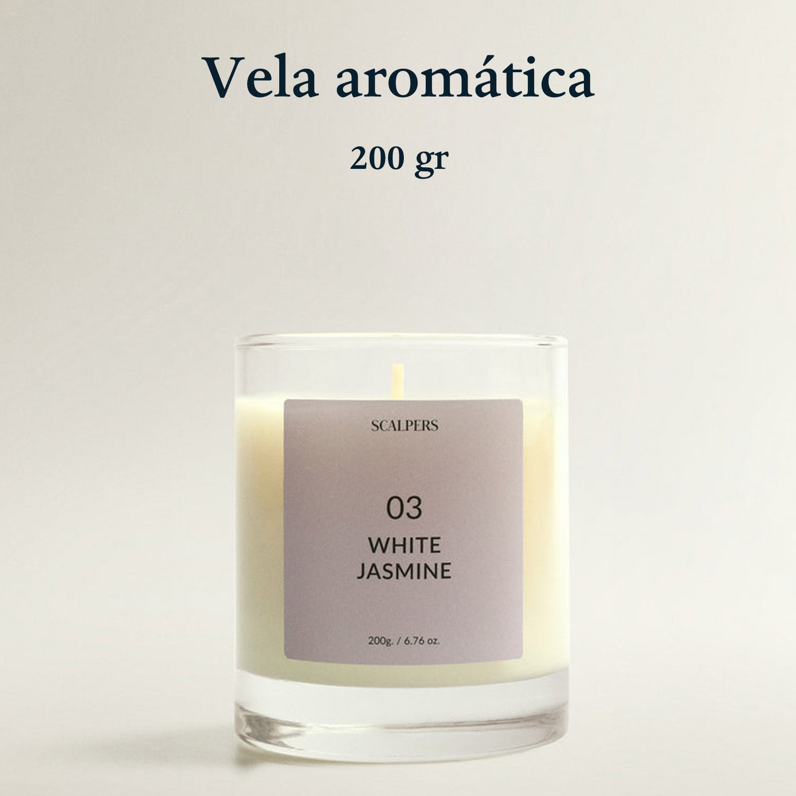 Set de 4 velas aromáticas de 200gr con aromas de jazmín blanco, cashemere, vainilla de madagascar y cedro scalpers