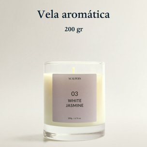 Set de 4 velas aromáticas de 200gr con aromas de jazmín blanco, cashemere, vainilla de madagascar y cedro scalpers