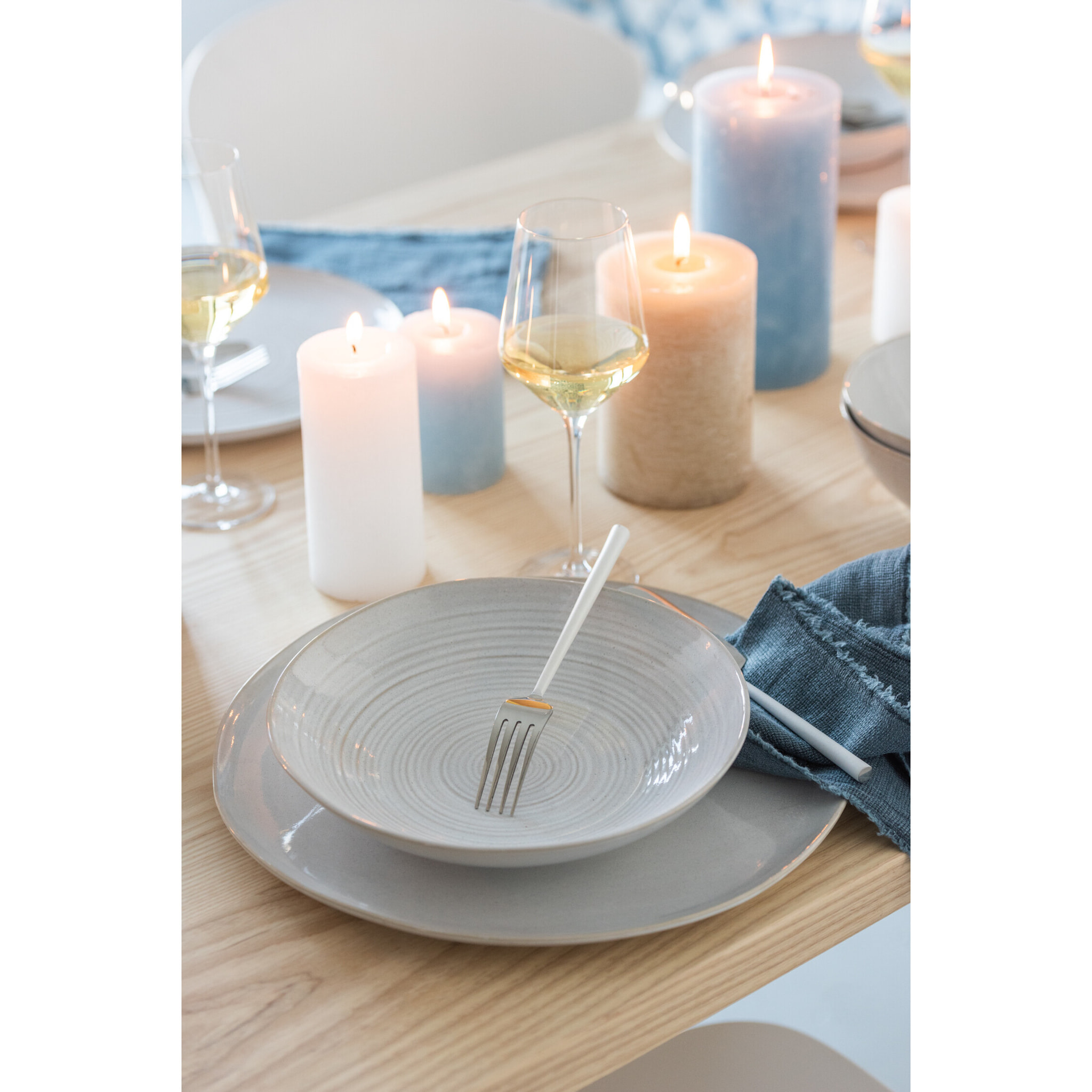 J-Line assiette Profonde Noa - céramique - blanc - 4 pcs