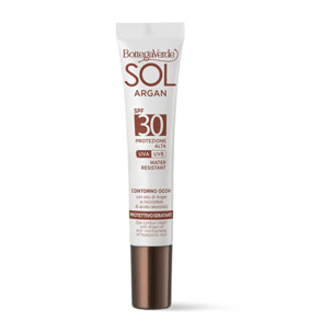 SOL Argan - Contorno occhi - protettivo idratante - con olio di Argan e microsfere di acido Ialuronico - SPF30 protezione alta - water resistant