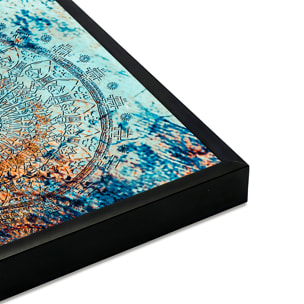 Affiche encadrée mandala artistique bleu et ocre Affiche + cadre en métal - Noir